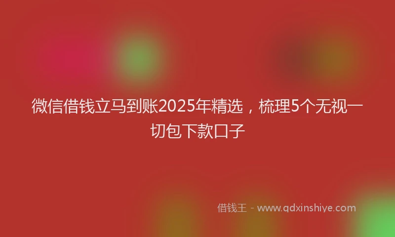 微信借钱立马到账2025年精选，梳理5个无视一切包下款口子