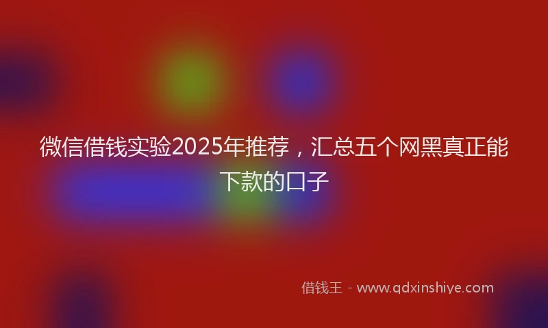 微信借钱实验2025年推荐，汇总五个网黑真正能下款的口子