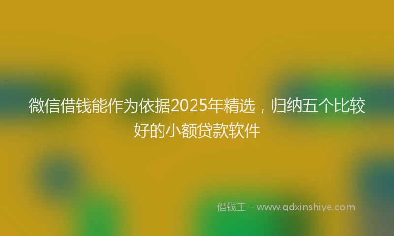 微信借钱能作为依据2025年精选，归纳五个比较好的小额贷款软件