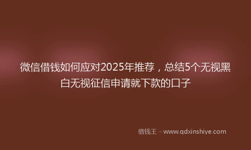 微信借钱如何应对2025年推荐，总结5个无视黑白无视征信申请就下款的口子
