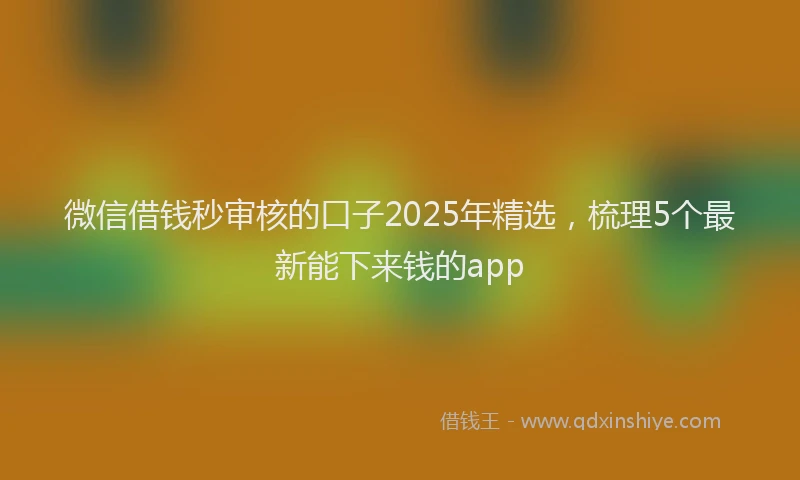 微信借钱秒审核的口子2025年精选，梳理5个最新能下来钱的app