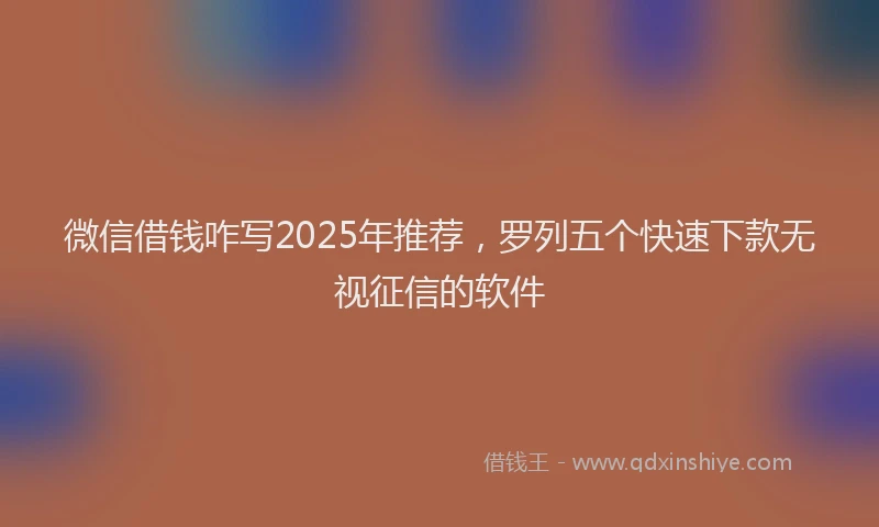 微信借钱咋写2025年推荐，罗列五个快速下款无视征信的软件