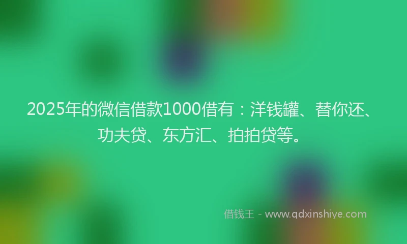 2025年的微信借款1000借有：洋钱罐、替你还、功夫贷、东方汇、拍拍贷等。
