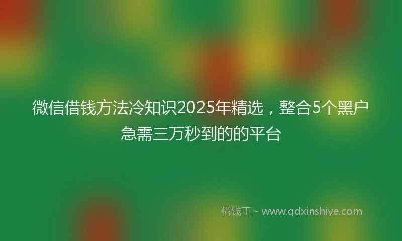 微信借钱方法冷知识2025年精选，整合5个黑户急需三万秒到的的平台