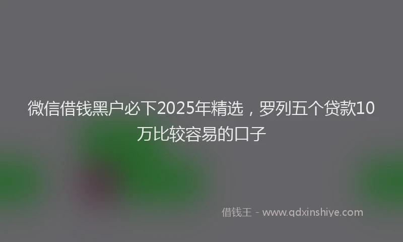 微信借钱黑户必下2025年精选，罗列五个贷款10万比较容易的口子
