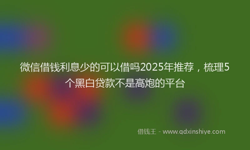 微信借钱利息少的可以借吗2025年推荐，梳理5个黑白贷款不是高炮的平台