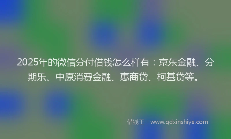 2025年的微信分付借钱怎么样有：京东金融、分期乐、中原消费金融、惠商贷、柯基贷等。