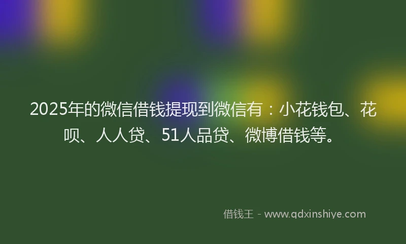 2025年的微信借钱提现到微信有：小花钱包、花呗、人人贷、51人品贷、微博借钱等。