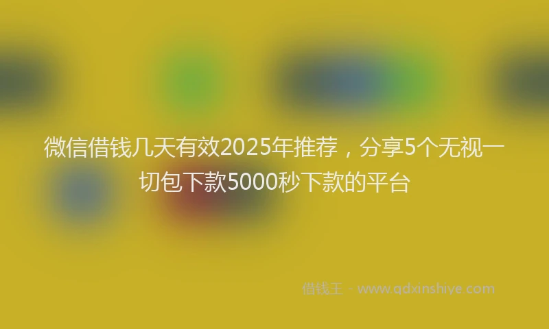 微信借钱几天有效2025年推荐，分享5个无视一切包下款5000秒下款的平台