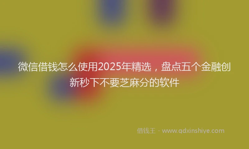 微信借钱怎么使用2025年精选，盘点五个金融创新秒下不要芝麻分的软件