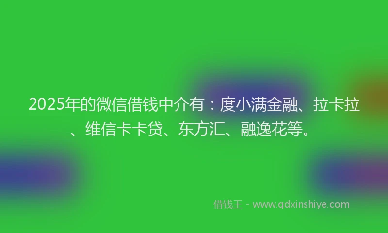 2025年的微信借钱中介有：度小满金融、拉卡拉、维信卡卡贷、东方汇、融逸花等。