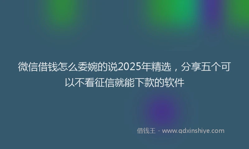 微信借钱怎么委婉的说2025年精选，分享五个可以不看征信就能下款的软件