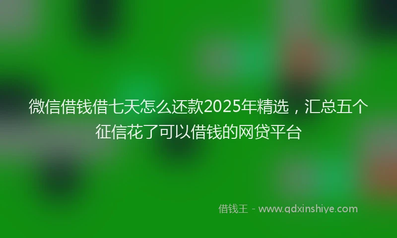 微信借钱借七天怎么还款2025年精选，汇总五个征信花了可以借钱的网贷平台