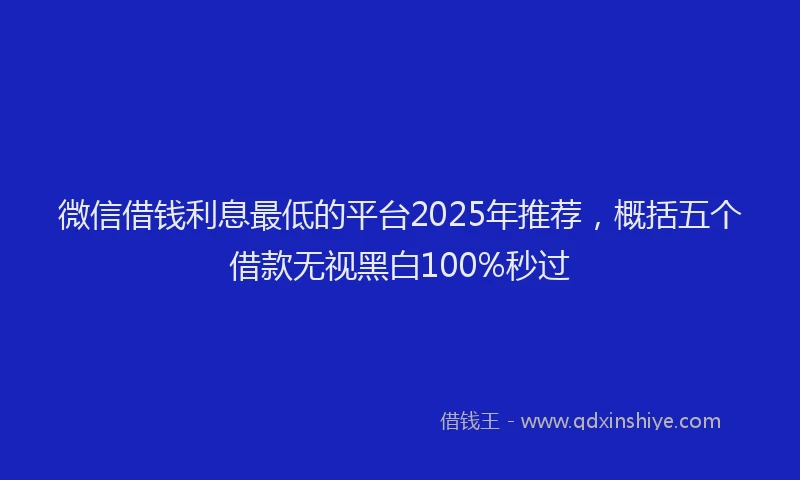 微信借钱利息最低的平台2025年推荐，概括五个借款无视黑白100%秒过