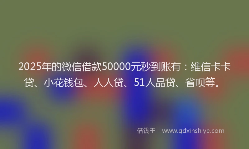 2025年的微信借款50000元秒到账有：维信卡卡贷、小花钱包、人人贷、51人品贷、省呗等。