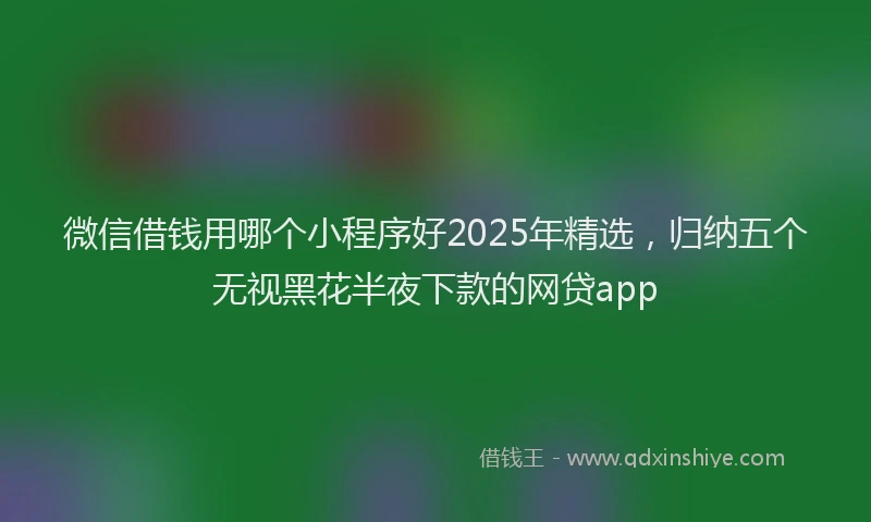 微信借钱用哪个小程序好2025年精选，归纳五个无视黑花半夜下款的网贷app