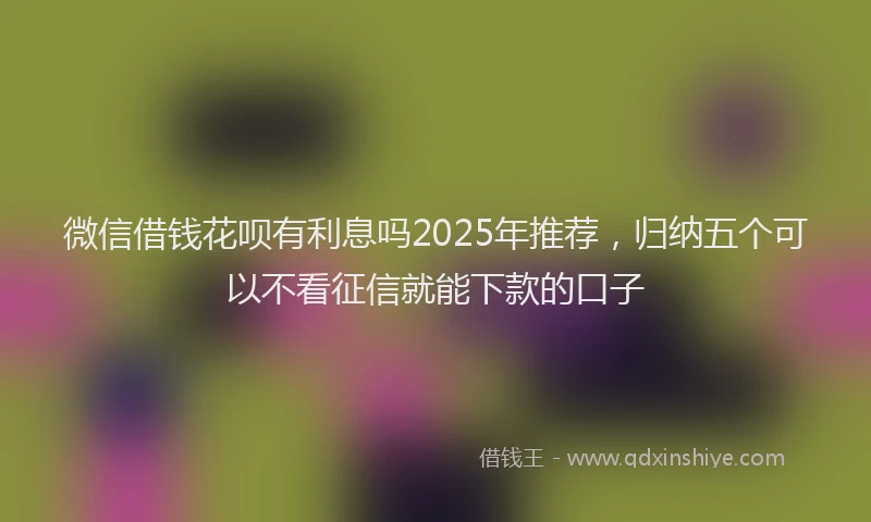 微信借钱花呗有利息吗2025年推荐，归纳五个可以不看征信就能下款的口子