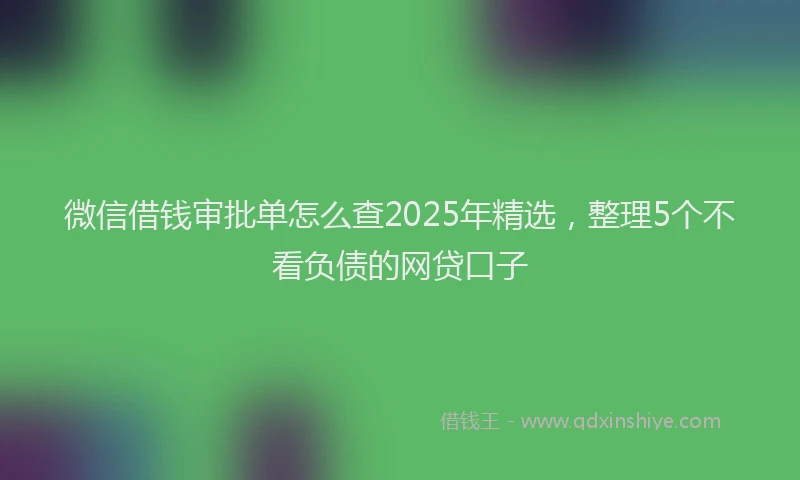 微信借钱审批单怎么查2025年精选，整理5个不看负债的网贷口子