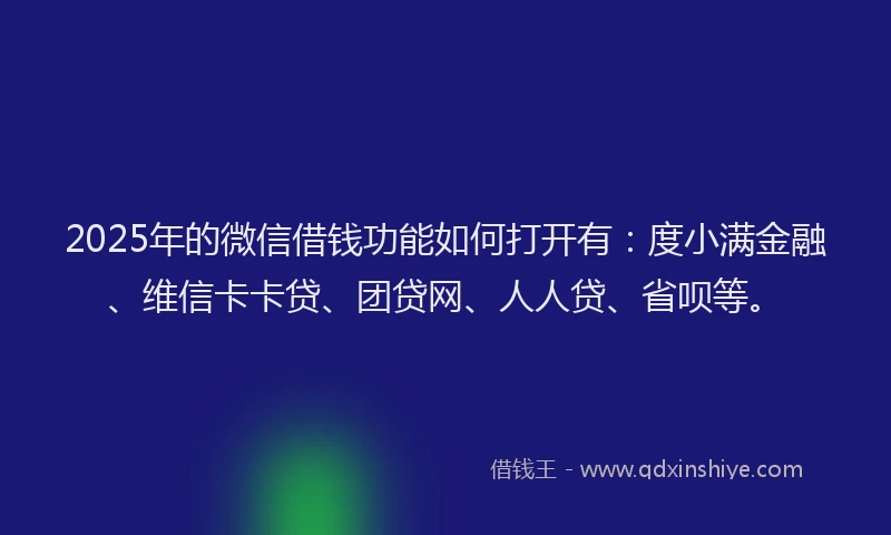 2025年的微信借钱功能如何打开有：度小满金融、维信卡卡贷、团贷网、人人贷、省呗等。