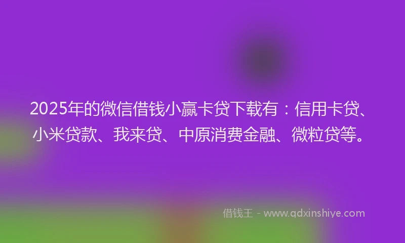 2025年的微信借钱小赢卡贷下载有：信用卡贷、小米贷款、我来贷、中原消费金融、微粒贷等。