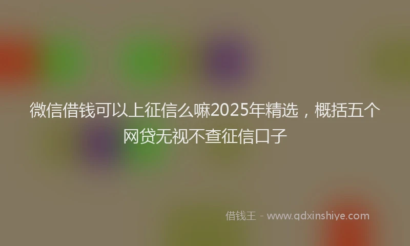 微信借钱可以上征信么嘛2025年精选，概括五个网贷无视不查征信口子