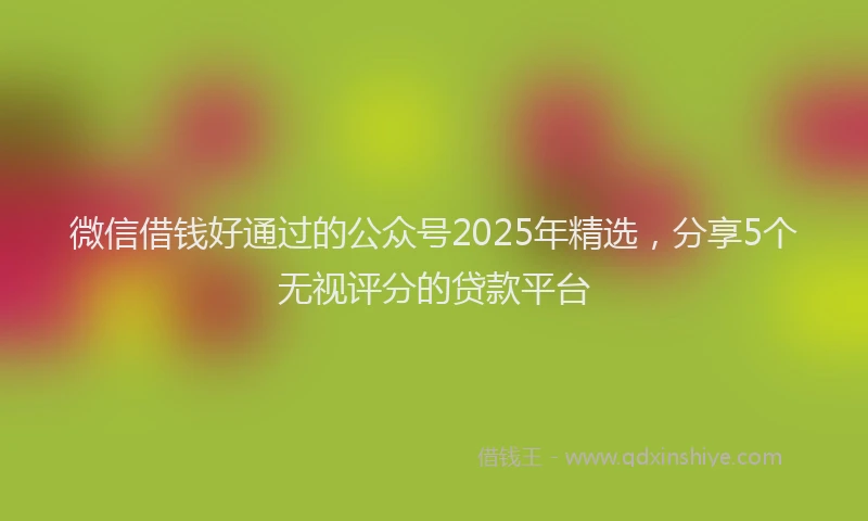 微信借钱好通过的公众号2025年精选，分享5个无视评分的贷款平台