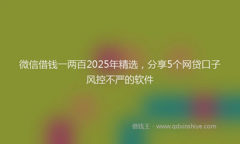 微信借钱一两百2025年精选，分享5个网贷口子风控不严的软件
