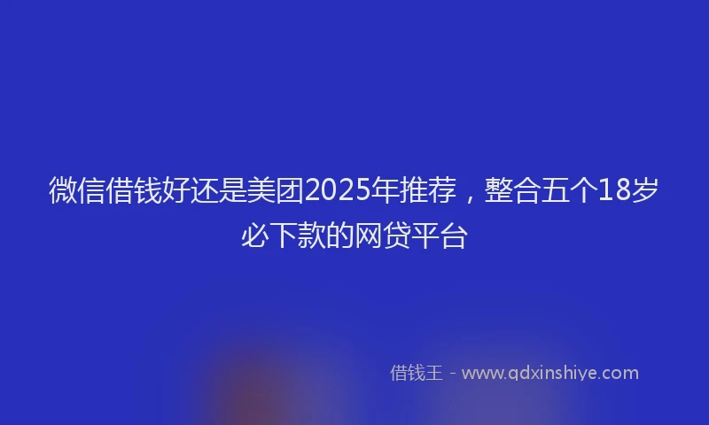 微信借钱好还是美团2025年推荐，整合五个18岁必下款的网贷平台
