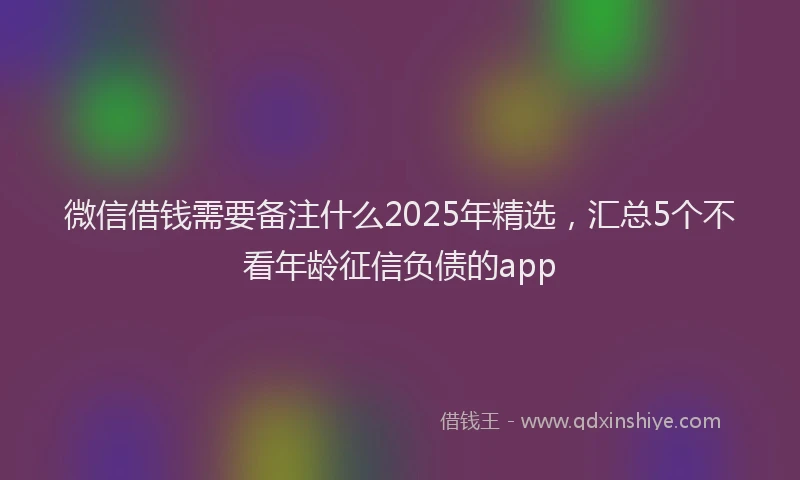 微信借钱需要备注什么2025年精选，汇总5个不看年龄征信负债的app