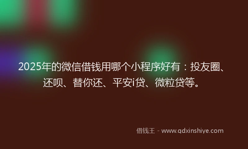 2025年的微信借钱用哪个小程序好有：投友圈、还呗、替你还、平安i贷、微粒贷等。
