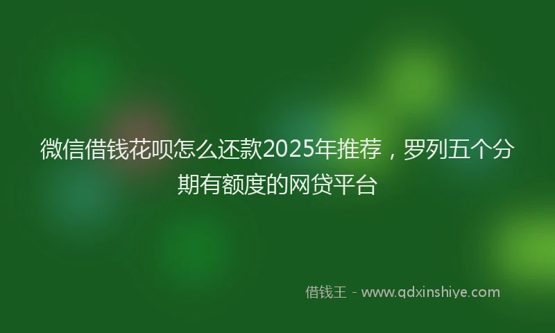 微信借钱花呗怎么还款2025年推荐，罗列五个分期有额度的网贷平台