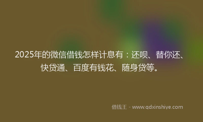 2025年的微信借钱怎样计息有：还呗、替你还、快贷通、百度有钱花、随身贷等。