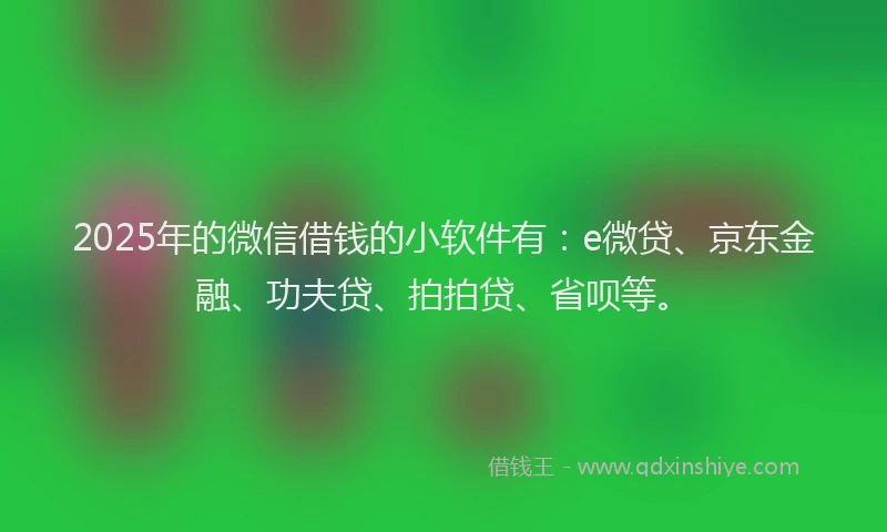 2025年的微信借钱的小软件有：e微贷、京东金融、功夫贷、拍拍贷、省呗等。
