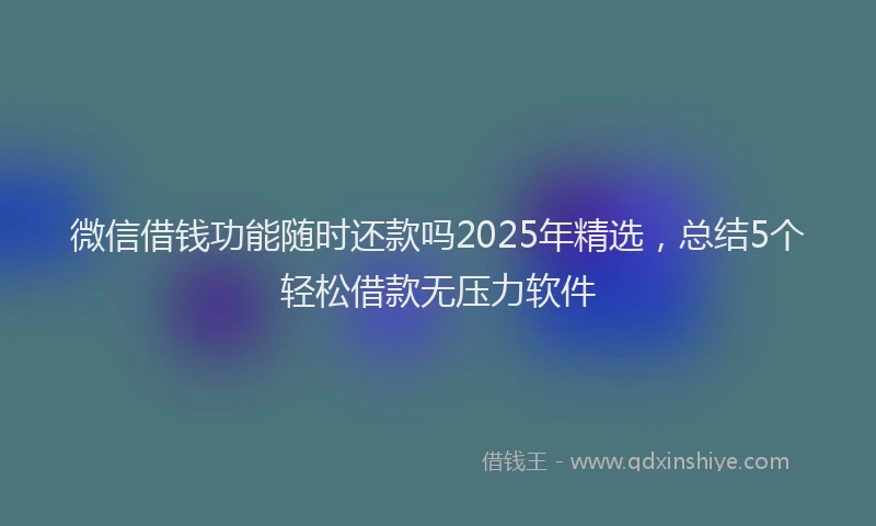 微信借钱功能随时还款吗2025年精选，总结5个轻松借款无压力软件
