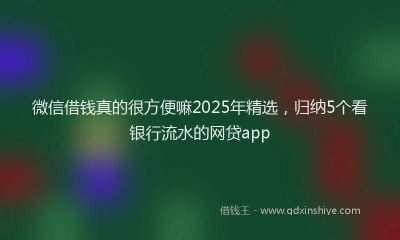 微信借钱真的很方便嘛2025年精选，归纳5个看银行流水的网贷app