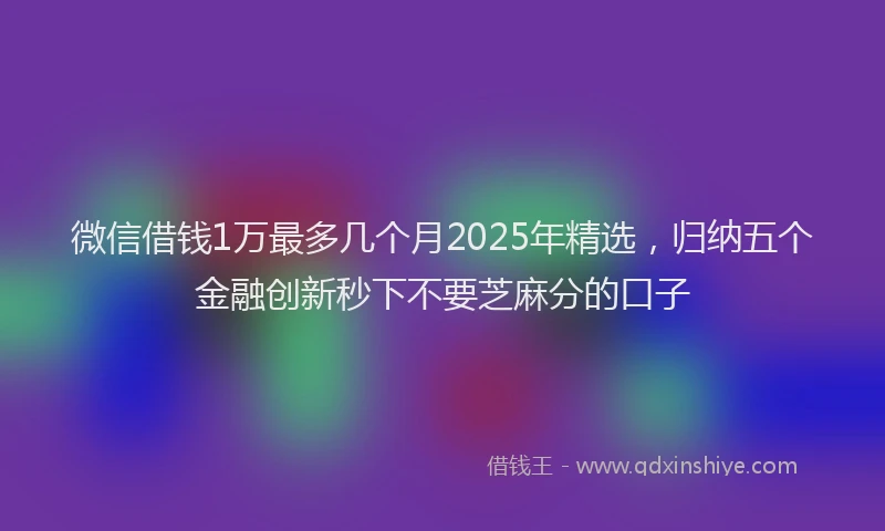 微信借钱1万最多几个月2025年精选，归纳五个金融创新秒下不要芝麻分的口子