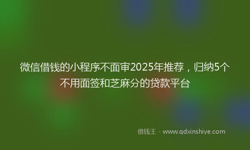 微信借钱的小程序不面审2025年推荐，归纳5个不用面签和芝麻分的贷款平台