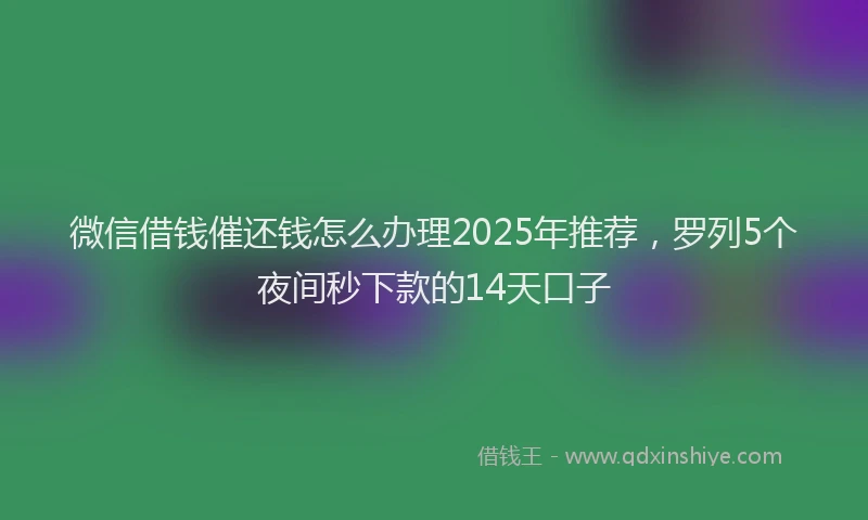 微信借钱催还钱怎么办理2025年推荐，罗列5个夜间秒下款的14天口子