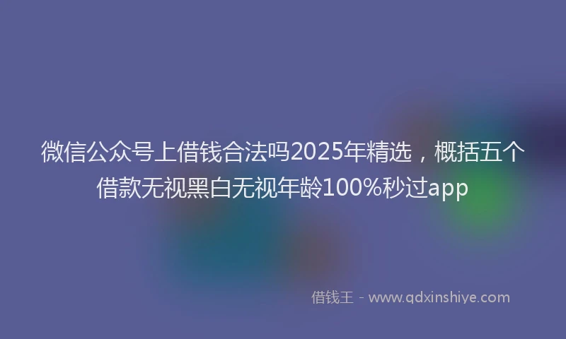 微信公众号上借钱合法吗2025年精选，概括五个借款无视黑白无视年龄100%秒过app