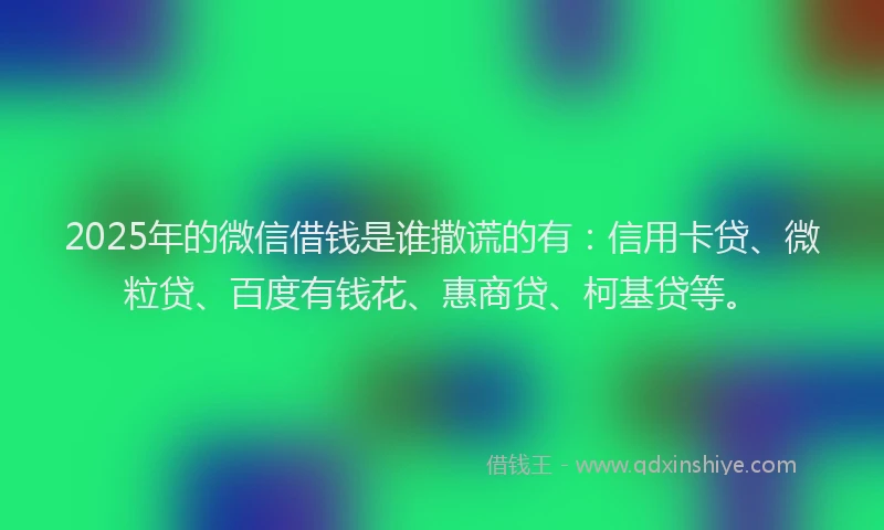2025年的微信借钱是谁撒谎的有：信用卡贷、微粒贷、百度有钱花、惠商贷、柯基贷等。