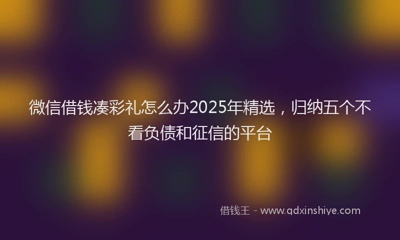 微信借钱凑彩礼怎么办2025年精选，归纳五个不看负债和征信的平台