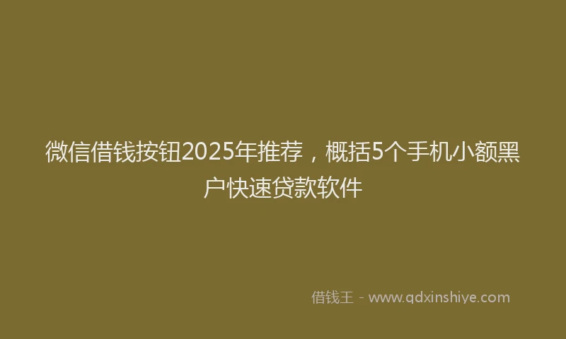 微信借钱按钮2025年推荐，概括5个手机小额黑户快速贷款软件
