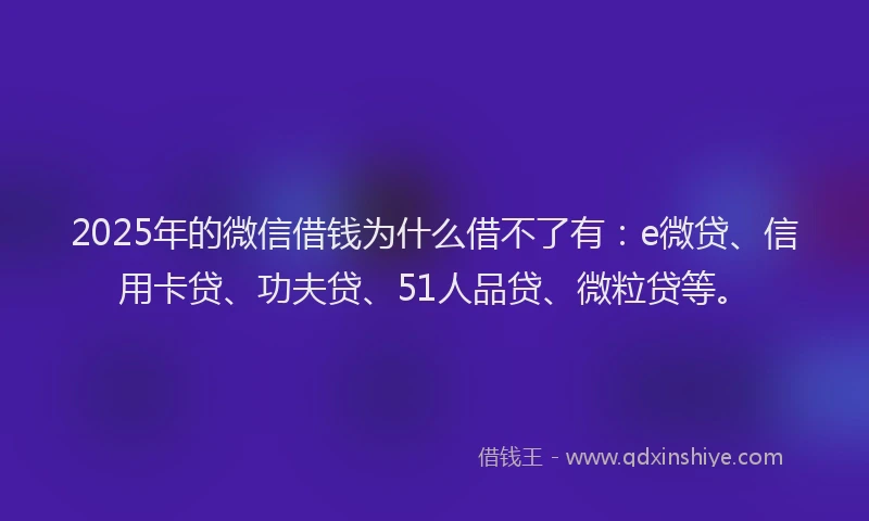 2025年的微信借钱为什么借不了有：e微贷、信用卡贷、功夫贷、51人品贷、微粒贷等。