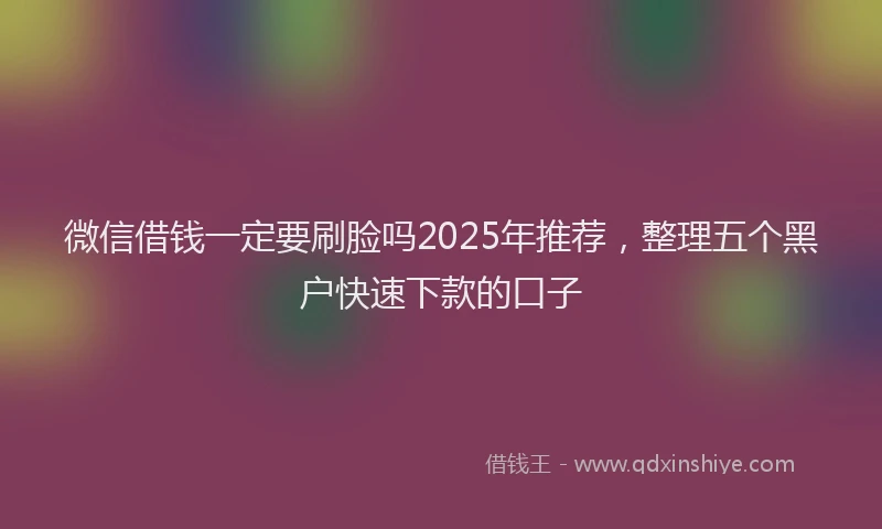 微信借钱一定要刷脸吗2025年推荐，整理五个黑户快速下款的口子