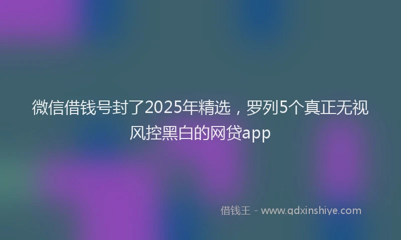 微信借钱号封了2025年精选，罗列5个真正无视风控黑白的网贷app