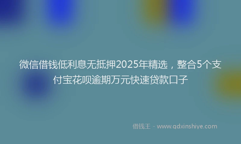 微信借钱低利息无抵押2025年精选，整合5个支付宝花呗逾期万元快速贷款口子
