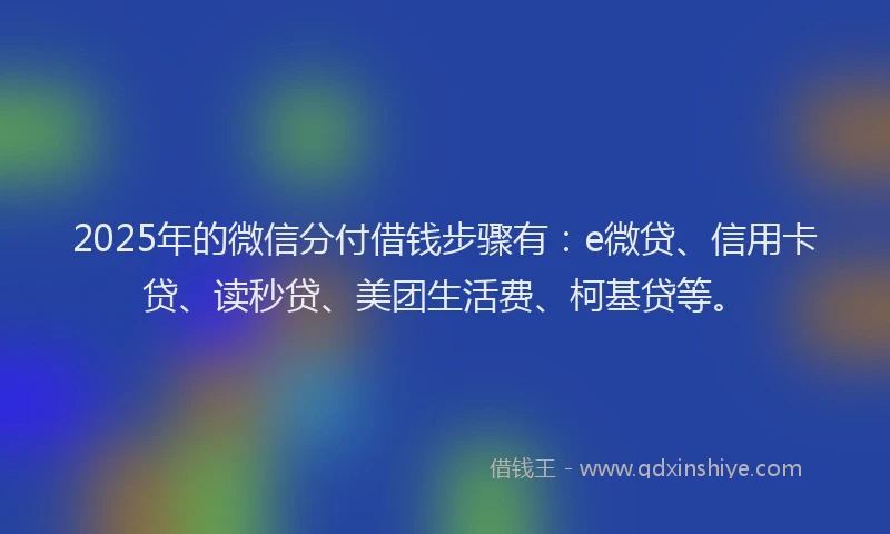 2025年的微信分付借钱步骤有：e微贷、信用卡贷、读秒贷、美团生活费、柯基贷等。