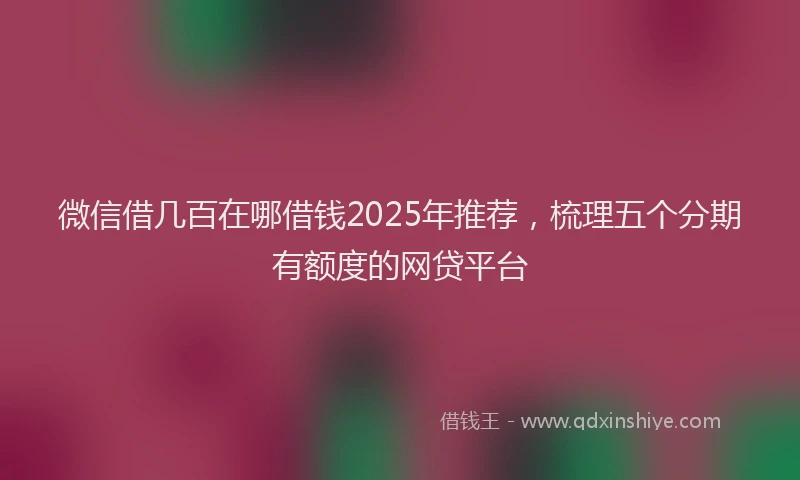 微信借几百在哪借钱2025年推荐，梳理五个分期有额度的网贷平台