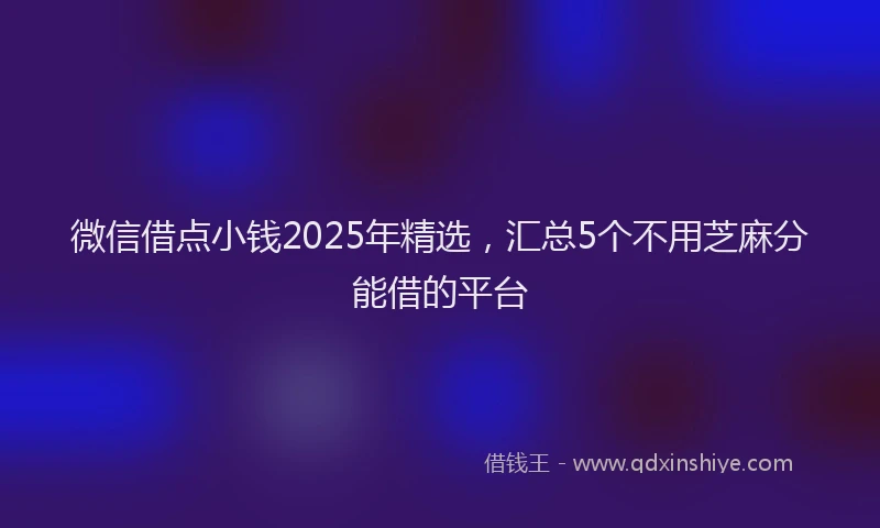 微信借点小钱2025年精选，汇总5个不用芝麻分能借的平台
