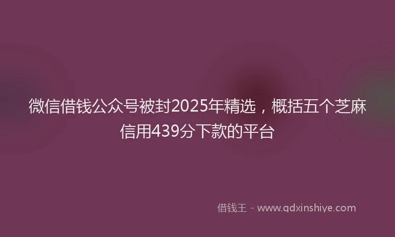 微信借钱公众号被封2025年精选，概括五个芝麻信用439分下款的平台